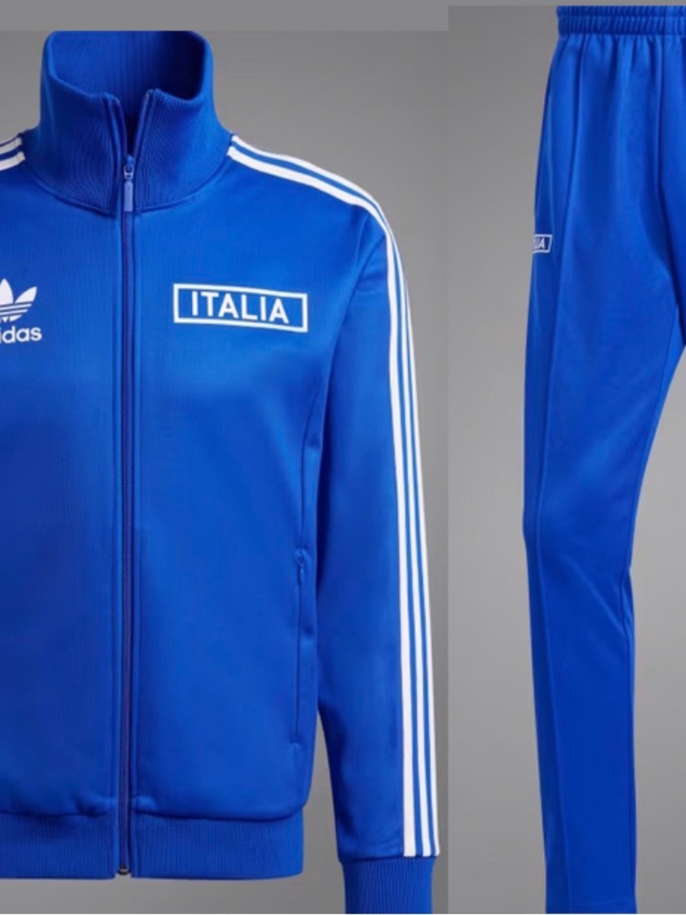 adidas Italia Track Jacket and Pants in Bright Blue with White Stripes